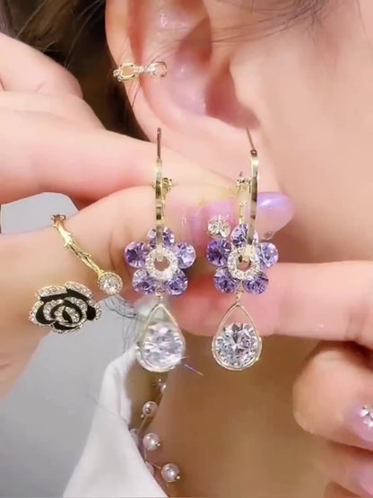 Pendientes de cristal con gota de flor
