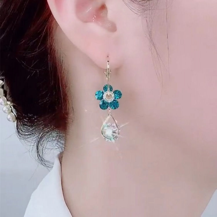 Pendientes de cristal con gota de flor