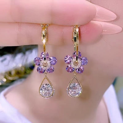 Pendientes de cristal con gota de flor