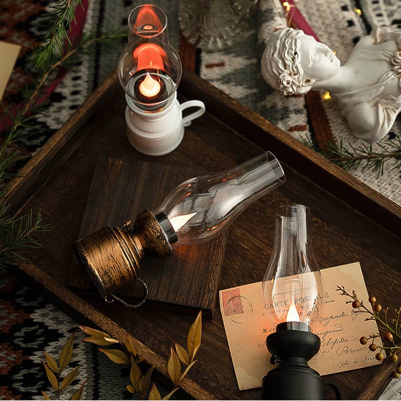 Lampada a Cherosene Vintage LED con Candela Elettronica Oscillante