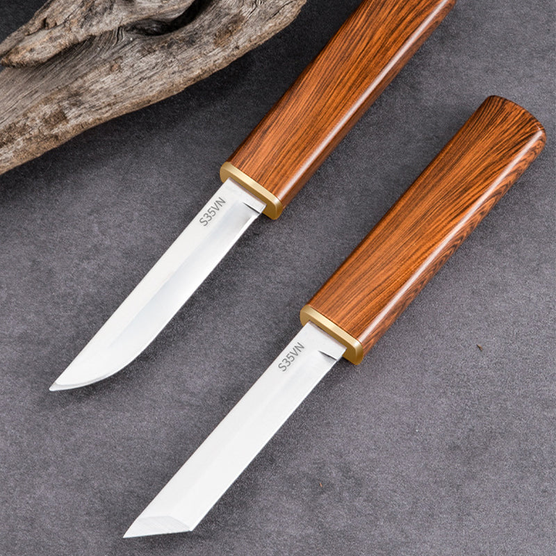 Set 2 in 1 di Coltelli Doppio con Manico in Legno