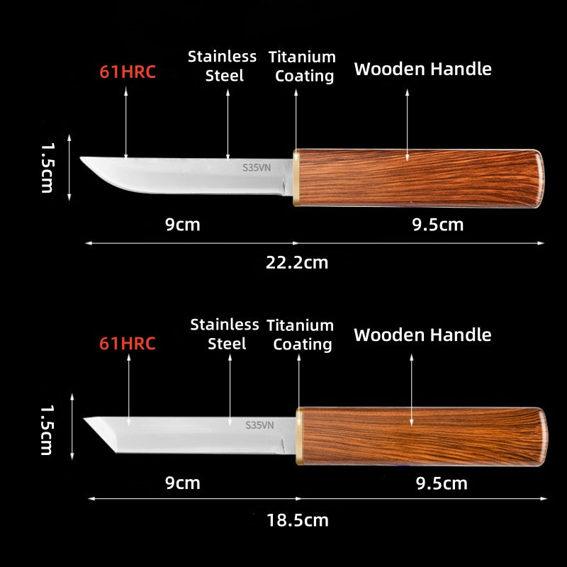 Set 2 in 1 di Coltelli Doppio con Manico in Legno