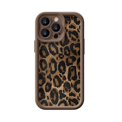 Custodia per iPhone con Stampa Leopardo e Laccetto