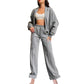 📦Consegna gratuita📦Cappotto a manica lunga con zip e coulisse, pantaloni da donna in felpa 2 pezzi