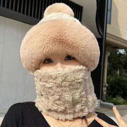 ❄️Bufanda y gorro de felpa abrigados y resistentes al viento para mujer