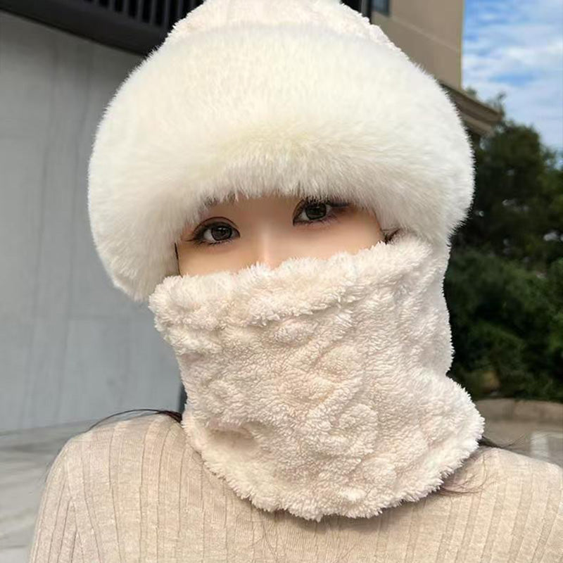 ❄️Bufanda y gorro de felpa abrigados y resistentes al viento para mujer