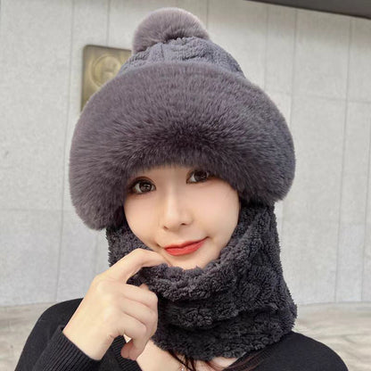 ❄️Bufanda y gorro de felpa abrigados y resistentes al viento para mujer