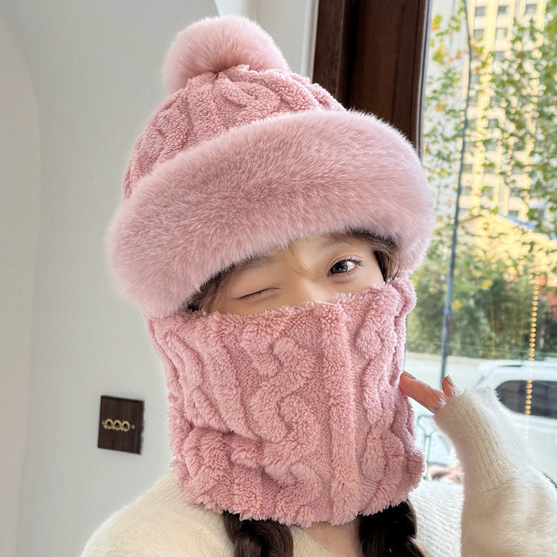 ❄️Bufanda y gorro de felpa abrigados y resistentes al viento para mujer