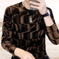 Maglia Uomo a Collo Rotondo con Stampa Onde a Maniche Lunghe