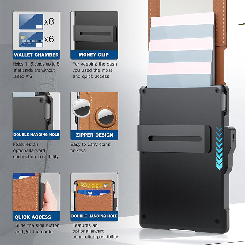 Portafoglio Sottile Porta Carte di Credito con Clip per Denaro