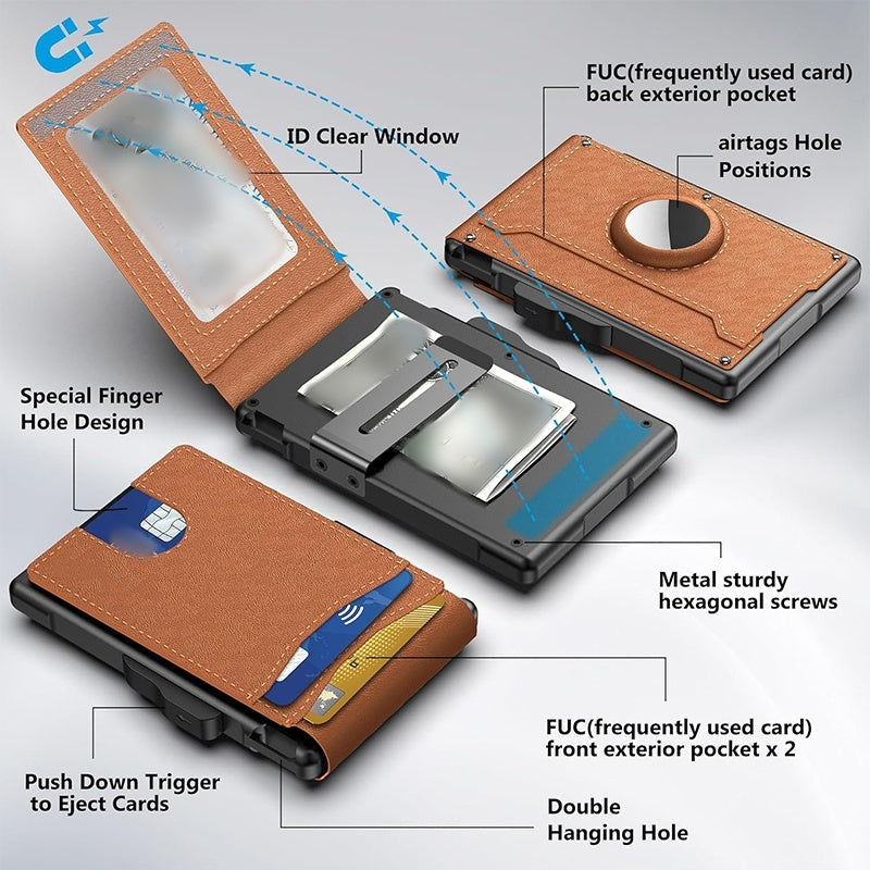 Portafoglio Sottile Porta Carte di Credito con Clip per Denaro