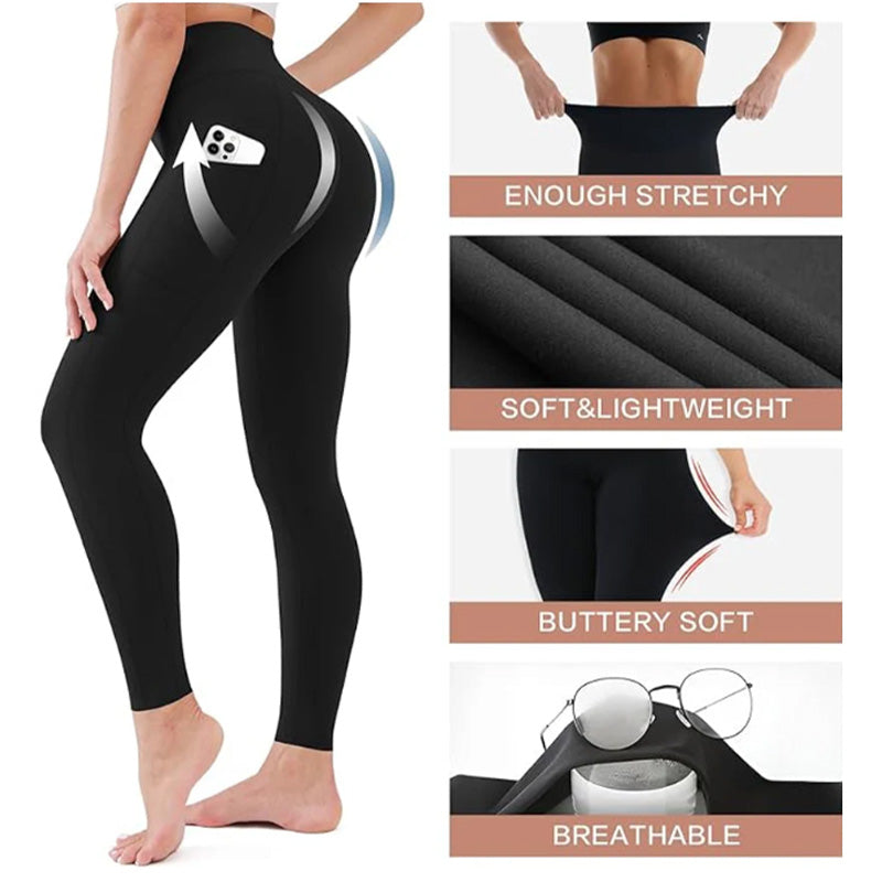Leggings Sportivi e Modellanti a Vita Alta con Effetto Push-Up, Controllo Addominale e Tasca Laterale