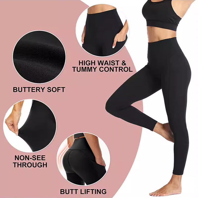 Leggings Sportivi e Modellanti a Vita Alta con Effetto Push-Up, Controllo Addominale e Tasca Laterale