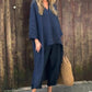 Set Estivo Larghi Donna con Top con Scollo a V e Pantaloni con Tasche
