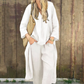 Set Estivo Larghi Donna con Top con Scollo a V e Pantaloni con Tasche