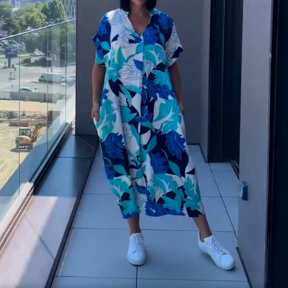👗 50% DE RÉDUCTION ! 🌸 Robe décontractée élégante à imprimé et encolure V pour femmes – Tissu fluide, coupe flatteuse et parfaite pour le printemps ☀️
