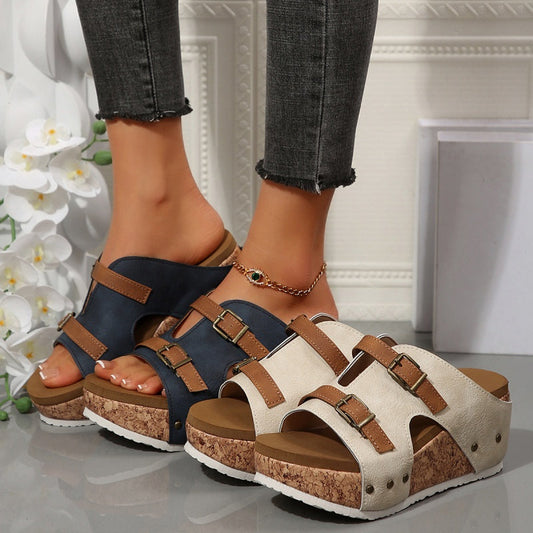 🔥Promozione Estiva 45% di Sconto 🔥Sandali con Zeppa e Plateau con Cut-out alla Moda da Donna
