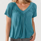 🎁Vendita calda 50% di sconto🌷Top donna casual plissettato con scollo a V e maniche corte