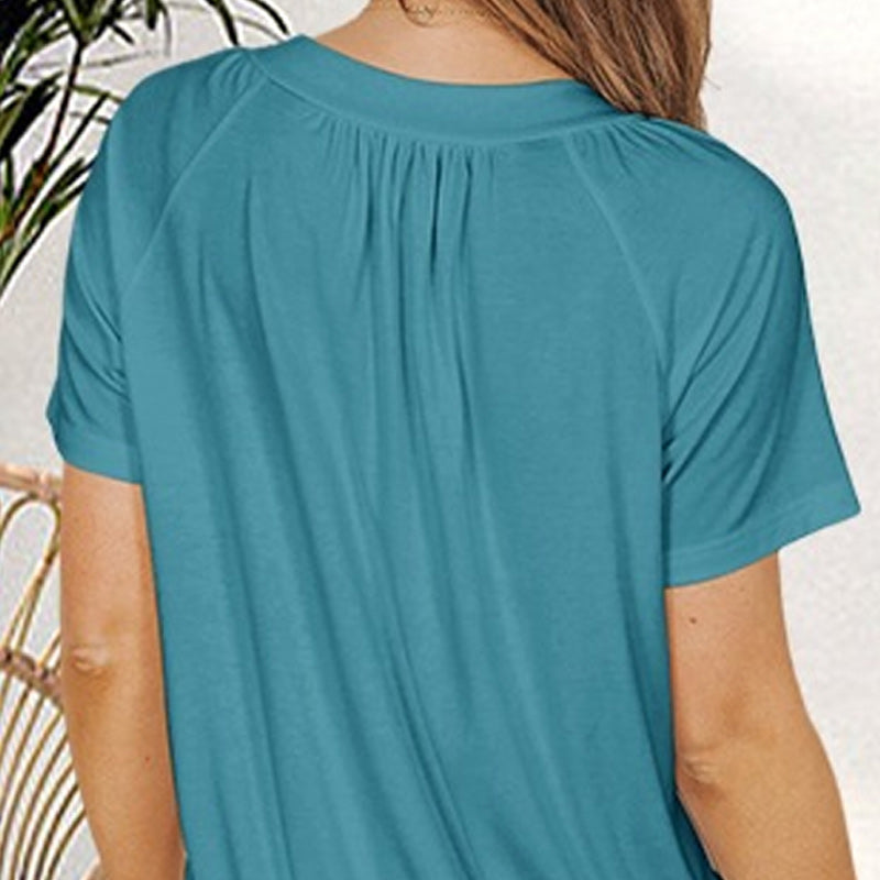 🎁Vendita calda 50% di sconto🌷Top donna casual plissettato con scollo a V e maniche corte
