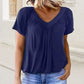 🎁Vendita calda 50% di sconto🌷Top donna casual plissettato con scollo a V e maniche corte