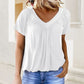 🎁Vendita calda 50% di sconto🌷Top donna casual plissettato con scollo a V e maniche corte