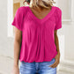 🎁Vendita calda 50% di sconto🌷Top donna casual plissettato con scollo a V e maniche corte