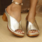 Sandali Slip-on con Tacco Largo e Plateau