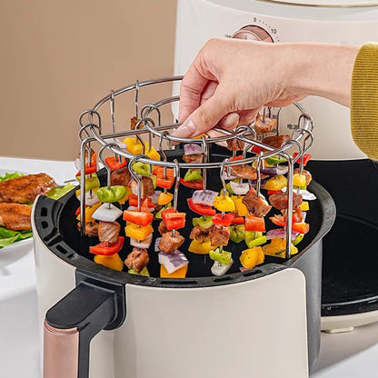 🔥 50% KORTING ! ✨ Verticale Spieshouder voor Airfryer - Gelijkmatige Verwarming, Gezond Grillen zonder Omdraaien, Snel Schoon te Maken 🍖⚡