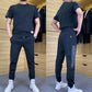 Completo Uomo 2 Pezzi ad Alta Elasticità: Maglia a Maniche Corte e Joggers