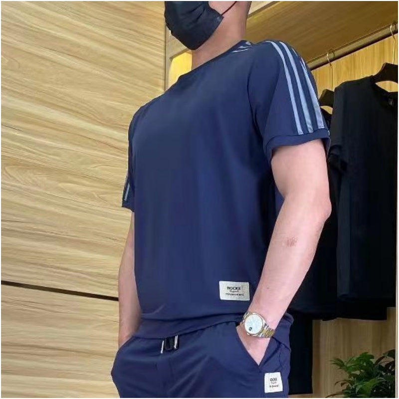 Completo Uomo 2 Pezzi ad Alta Elasticità: Maglia a Maniche Corte e Joggers