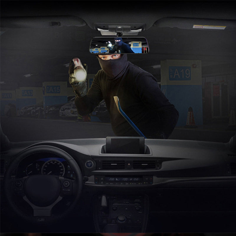 Doppia dashcam Full HD da 10 pollici con monitoraggio del parcheggio e visione notturna - Scheda SD da 64 GB e adattatore OBD inclusi