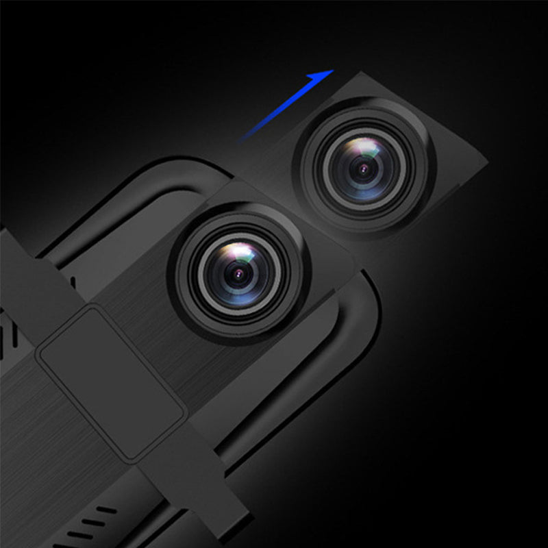 Doppia dashcam Full HD da 10 pollici con monitoraggio del parcheggio e visione notturna - Scheda SD da 64 GB e adattatore OBD inclusi