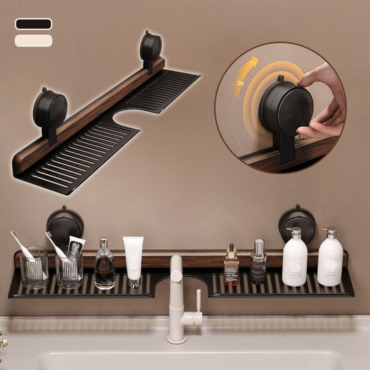 ✨2025 Nuovo design🌸Mensola da bagno a ventosa in legno di noce