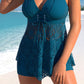 Scollatura a V Costume da Bagno in Pizzo ＆ Boyshorts Due Pezzi Set per Donna