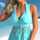 Scollatura a V Costume da Bagno in Pizzo ＆ Boyshorts Due Pezzi Set per Donna