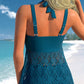 Scollatura a V Costume da Bagno in Pizzo ＆ Boyshorts Due Pezzi Set per Donna