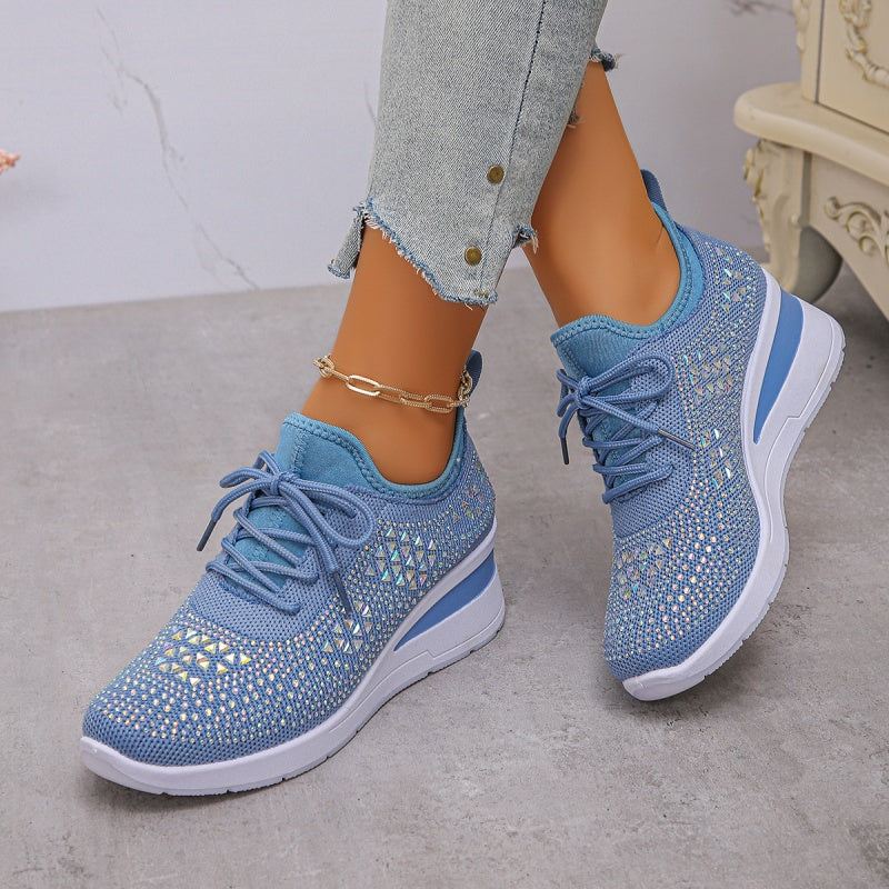 Scarpe sportive traspiranti in rete con strass
