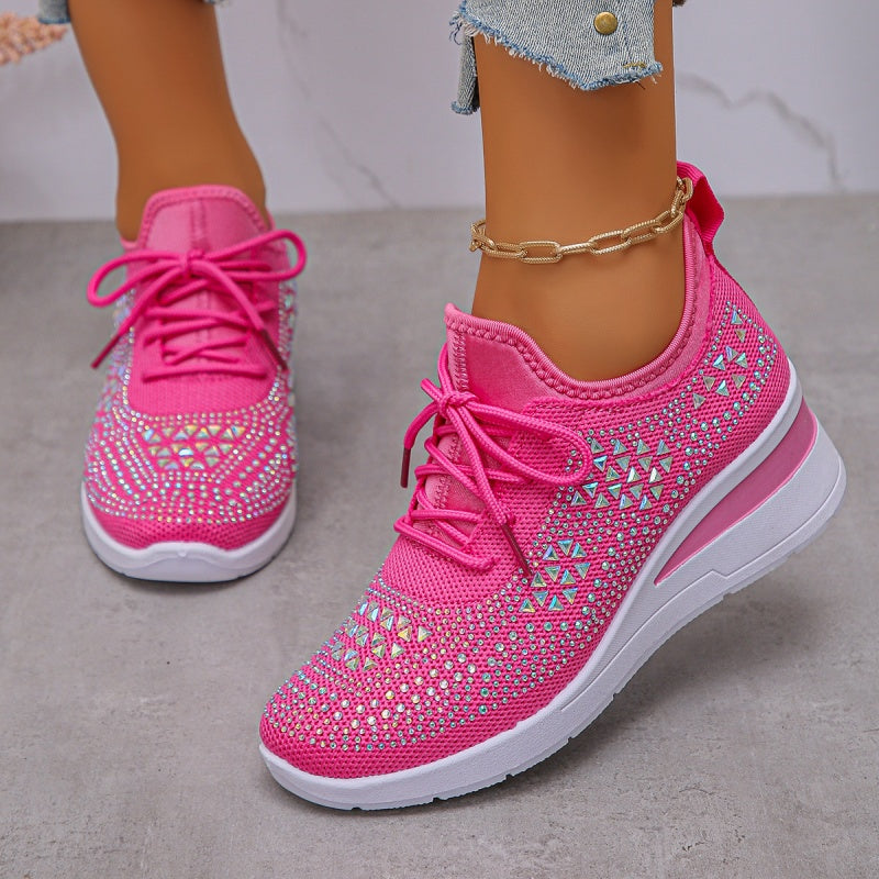Scarpe sportive traspiranti in rete con strass