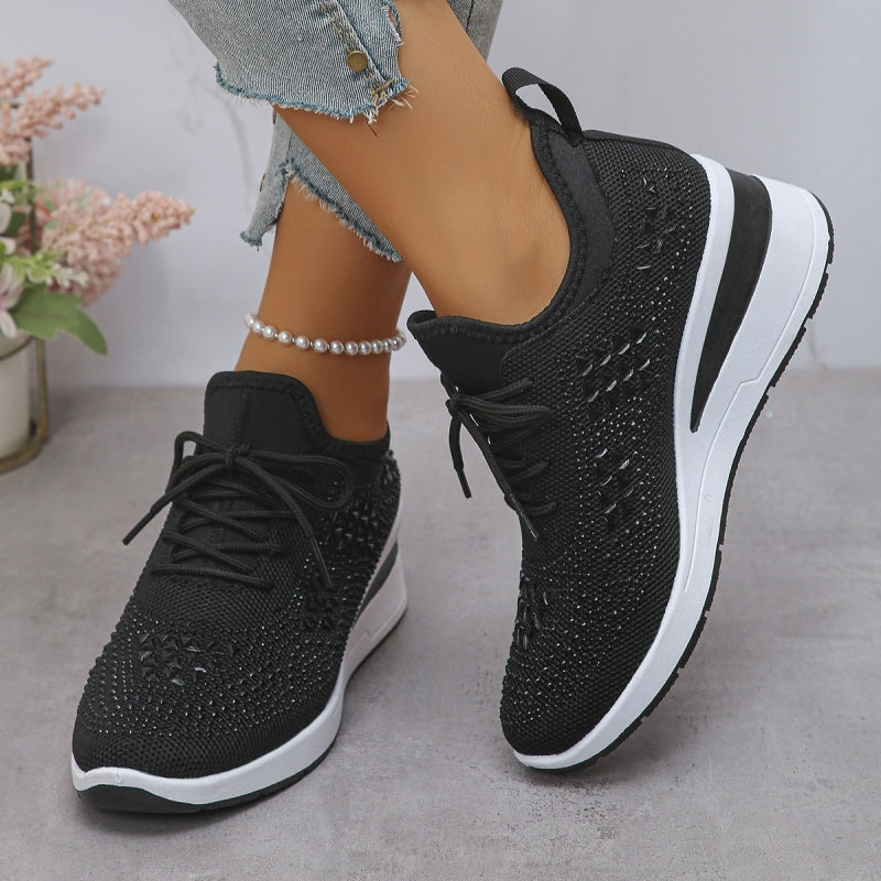 Scarpe sportive traspiranti in rete con strass