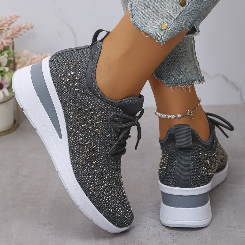 Scarpe sportive traspiranti in rete con strass