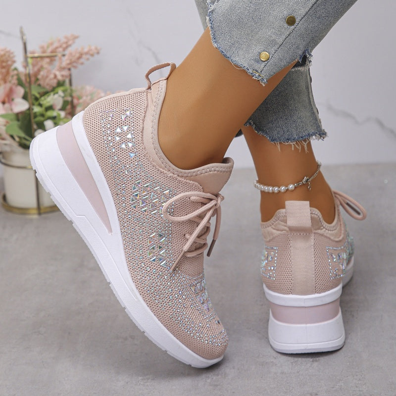 Scarpe sportive traspiranti in rete con strass