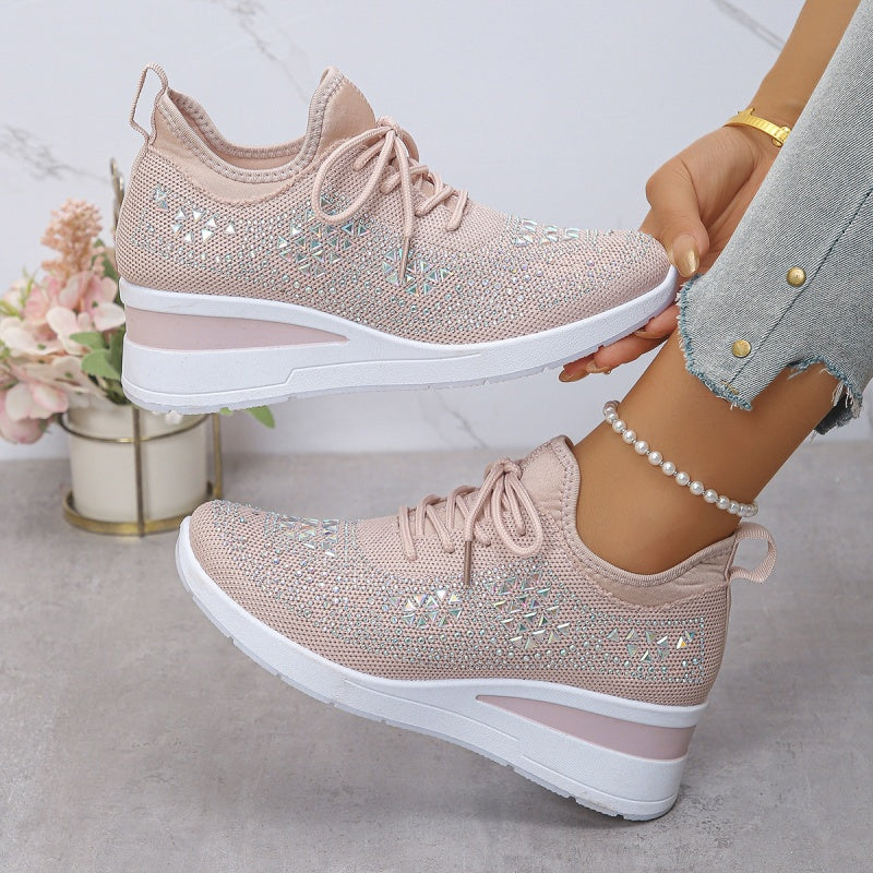 Scarpe sportive traspiranti in rete con strass