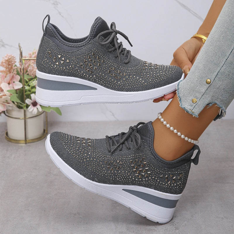 Scarpe sportive traspiranti in rete con strass