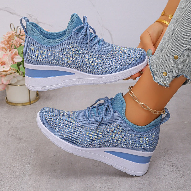 Scarpe sportive traspiranti in rete con strass