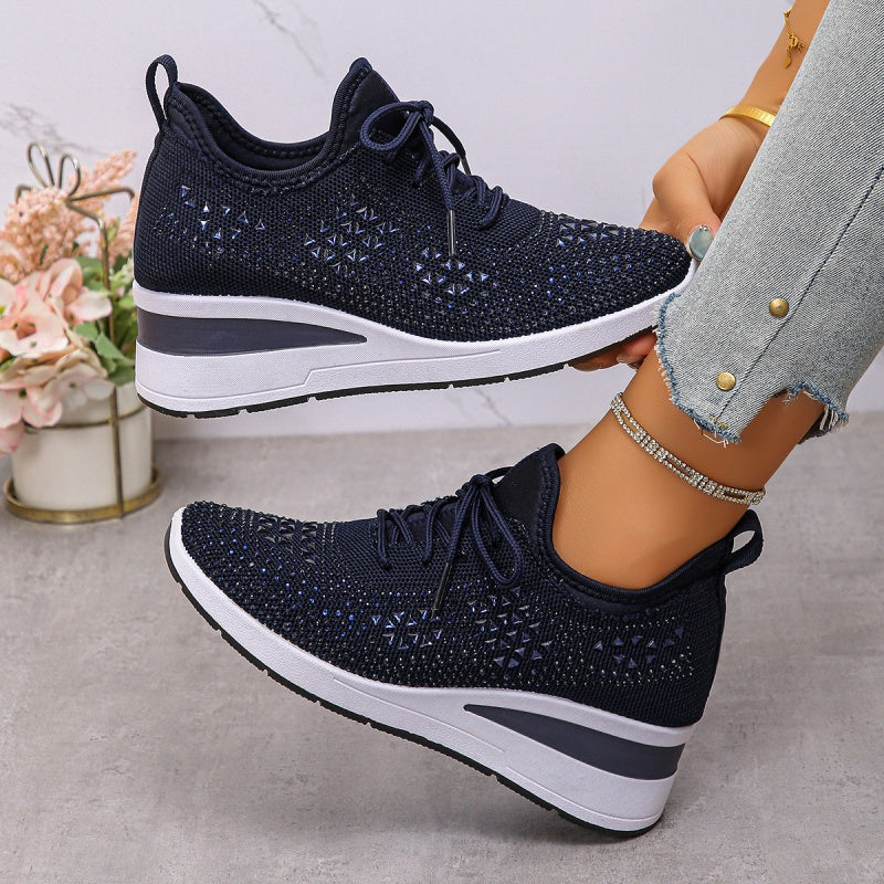 Scarpe sportive traspiranti in rete con strass