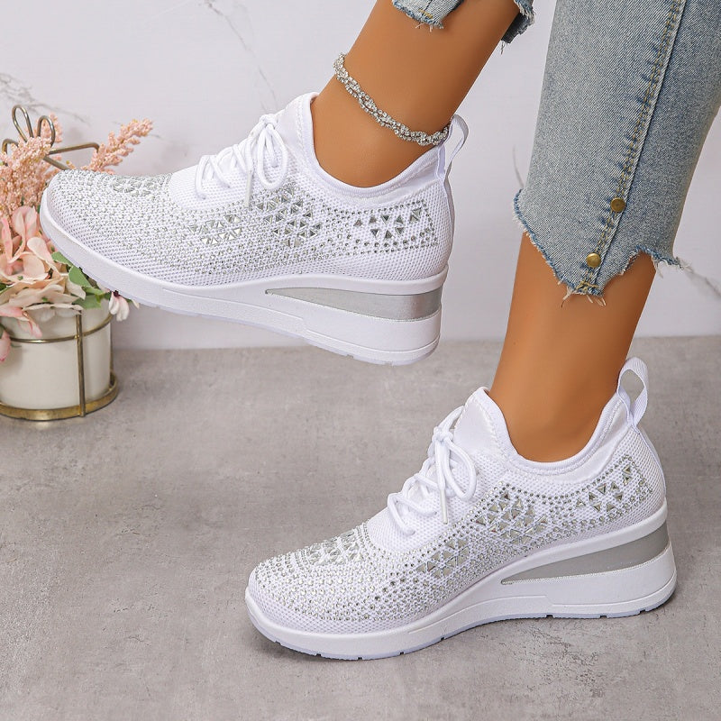 Scarpe sportive traspiranti in rete con strass