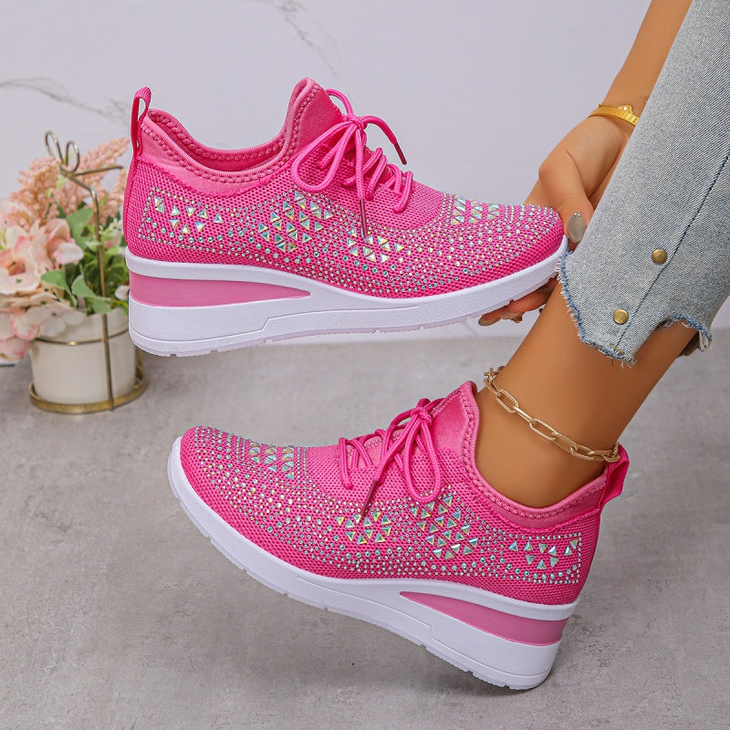 Scarpe sportive traspiranti in rete con strass