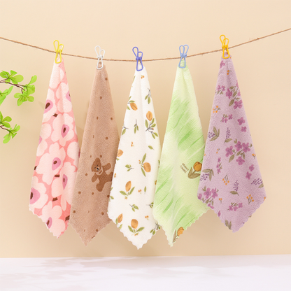 5 strofinacci in flanella color corallo per uso domestico