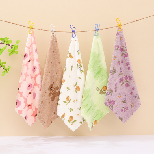 5 strofinacci in flanella color corallo per uso domestico