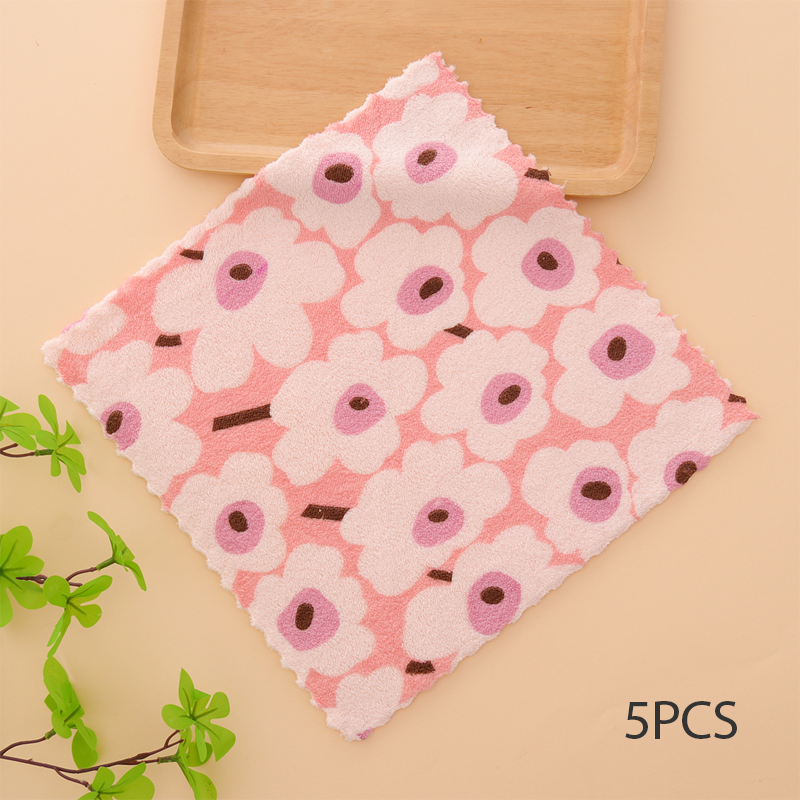 5 strofinacci in flanella color corallo per uso domestico